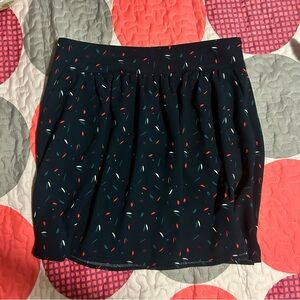 Dark Navy Printed Gathered Skirt – Casual Circle Skirt